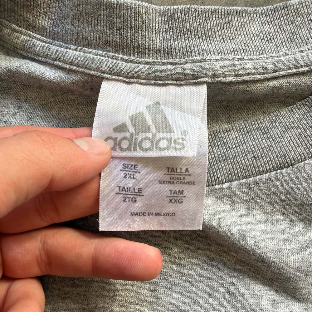 Vintage 90s Adidas Grey Graphic Logo T-Shirt Men's 2XL - Picture 2 of 5